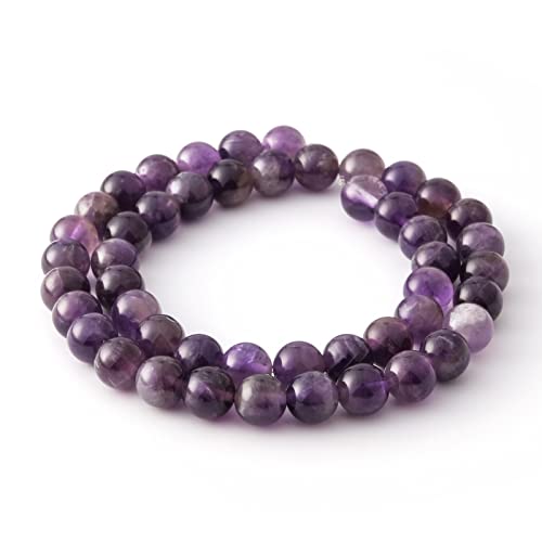 RUBY 45 Stück Naturstein Perlen Halbedelsteine Runde 8mm Edelstein Perlen, Perlen zum auffädeln für Armbänder Halsketten Schmuck Basteln (Naturstein Amethyst) von RUBY