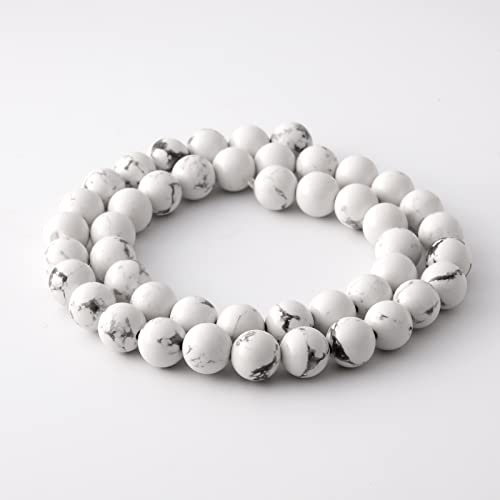 RUBY 45 Stück Naturstein Perlen Halbedelsteine Runde 8mm Edelstein Perlen, Perlen zum auffädeln für Armbänder Halsketten Schmuck Basteln (Weiß Türkis) von RUBY