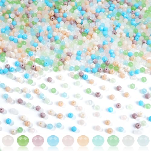 RUBY Facettierte Glasperlen, Glasperlen zum Auffädeln 4mm, Kristall Perlen, Glasperlen für DIY Herstellung Basteln Schmuckherstellung (Bunt) von RUBY