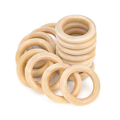 RUBY Holzring,Holzring Hölzern für Basteln DIY Handwerk Ring Anhänger und Anschlussstück Schmuck Machen 36 Stück(Ø 40mm) von RUBY
