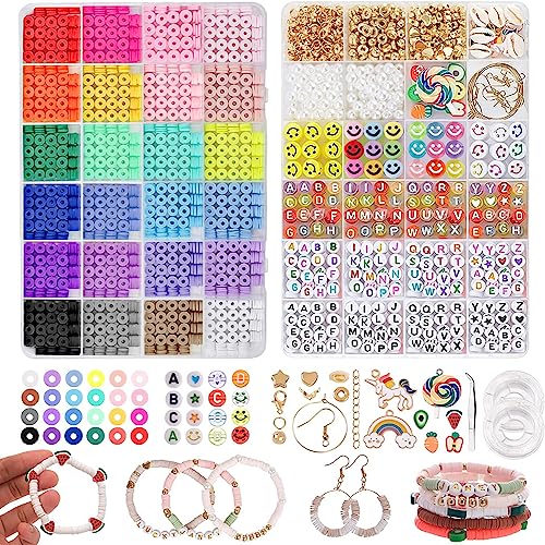 RUBY Perlen zum Auffädeln 24 Farben Set, Mini Glasperlen mit Smiley und Buchstaben Selber Machen Armbänder Charm Kit für DIY Armband Schmuckherstellung (bunt) von RUBY