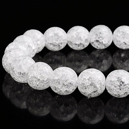 Rubyca natur Perlen zur Schmuckherstellung aus Bergkristall, AAA-Klasse, rund, Transparent/Weiß, 1 Strang, Round Crackle B, 6 mm Rubyca natur Perlen zur Schmuckherstellung aus Bergkristall, AAA-Klasse, rund, Transparent/Weiß, 1 Strang, Round Crackle B, 6 mm von RUBYCA