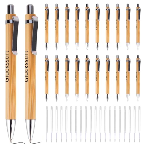 Holzkugelschreiber 20 Stück, Kugelschreiber mit Namen, Personalisierter Kugelschreiber mit Gravur, Stift mit Gravur mit 20 Ersatzminenfür Schreiben Journaling Schule Bürobedarf Abschlussgeschenk von RUCUDIM
