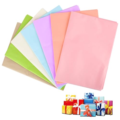 RUCUDIM Transparentpapier Bunt 70 Blatt Seidenpapier, 7 Farben 70 x 50cm Tissue Paper, Bastelpapier Packpapier Verpackungsmaterial für Weihnachten Geburtstag Hochzeit Dekoration Verpackung von RUCUDIM