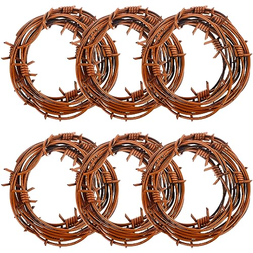 49 Foot Fake Rusted Stacheldraht Dekoration 6 Stück Halloween Kunststoff Barb Wire Dekoration Prop Rost Rot Western Decor Rusty Western Party Dekorationen Cowboy Dekor Für Cowboy Western Party Decor von RUDFUZ