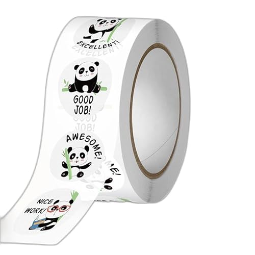 500 Stück niedliche Tier-Panda-Etiketten-Aufkleber, Rolle, 2,5 cm, niedliche Panda-Etikettenaufkleber für Umschläge, fördern Lob, Belohnung, Studenten, Arbeit, Schreibwaren, Siegel-Etikett von RUDFUZ