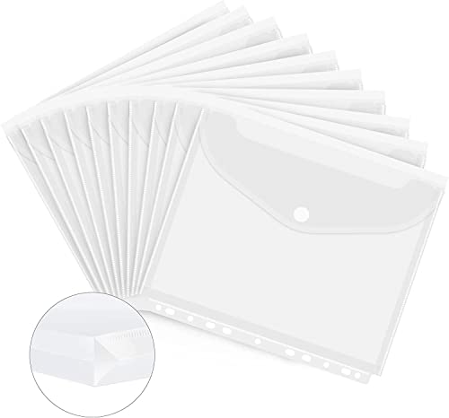 15Stück Dokumententasche A4,Taschen mit Klett-Verschluss，A4 Sichttasche Dokumenten Sammelmappen Tasche mit 11 Lochrand und Etikettentasche für Dokument Organisieren(Weiß（15Stück）) von ＲＵＥＩＵＲＩ