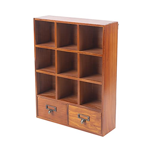 Holz Schublade Organizer, Kleiner Holzschrank mit 9 Fächer und 2 Schubladen, Schubladen Organizer, Desktop-Storage-Schrank, Mini-Kommode für Kleinigkeiten, 33.3 x 10 x 42.5cm Holz Schublade Organizer, Kleiner Holzschrank mit 9 Fächer und 2 Schubladen, Schubladen Organizer, Desktop-Storage-Schrank, Mini-Kommode für Kleinigkeiten, 33.3 x 10 x 42.5cm von RUETERY
