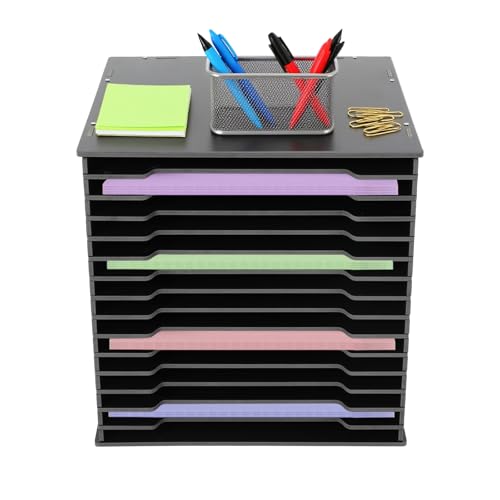 Papier Organizer, Scrapbook Aufbewahrung mit 15 Fächern, Doppelgriff, Verstellbare Ablagen Dokumentenmappe für Hause, Bibliothek, Büro, 33 x 30,5 x 33 cm Papier Organizer, Scrapbook Aufbewahrung mit 15 Fächern, Doppelgriff, Verstellbare Ablagen Dokumentenmappe für Hause, Bibliothek, Büro, 33 x 30,5 x 33 cm von RUETERY