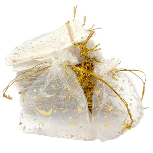 RUGBOL 100 Stück Organzabeutel, kleine Organzabeutel, Organza-Geschenkbeutel, Netzbeutel für Geschenke, Schmuckbeutel, kleine Organzabeutel für Hochzeiten, Partys, Festivals, Spiele (Stil 2) von RUGBOL