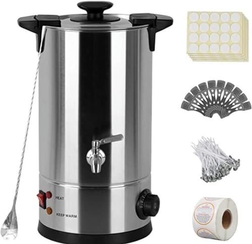 RUGPDA Elektrischer Wachsschmelztopf, DIY-Kerzenherstellungs-Set, elektrischer Edelstahl-Paraffinwachs-Heizer, mit Ausguss, für Eiswachs, Gelee-Wachs, Paraffinwachs, Bienenwachs, Kokosnuss, Sojawachs von RUGPDA