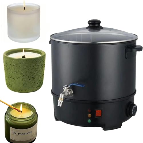 RUGPDA Kerzenwachsschmelzer, Kerzenschmelztopf mit einstellbarer Temperatur, schnelles Ausgießen, Kapazität für 10 Liter Schmelzwachs, geeignet für Soja, Paraffin, Kokosnuss, Wachs von RUGPDA