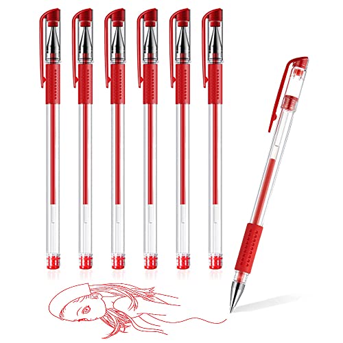 7 Stück Rot Gel Kugelschreiber Tintenroller 0,5 mm Schreibt Reibungslos Gelschreiber Schnelltrocknend Gelstifte Gel Pen Set Glatte Feder Rollerball-Stifte für Schulbüro,Schreiben,Schulsachen,Geschäft von RUGUOA