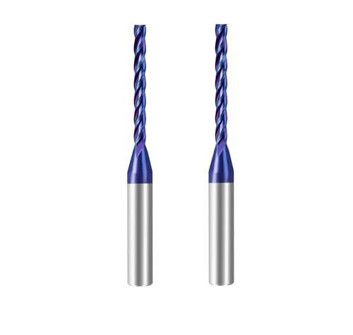 2 Stück T4110BC CNC-Fräser-Bits, spiralförmig, Vollhartmetall, hochgeschnitten, 0,3 cm Schnittdurchmesser, 0,64 cm Schaft 2 Stück T4110BC CNC-Fräser-Bits, spiralförmig, Vollhartmetall, hochgeschnitten, 0,3 cm Schnittdurchmesser, 0,64 cm Schaft von RUHIWORKER FOR INDUSTRIAL USE ONLY