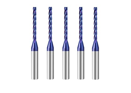 5 Stück T4110BC CNC-Fräser-Bit-Set, spiralförmig, Vollhartmetall, Schaftfräser, 0,3 cm Schnittdurchmesser, 0,64 cm Schaft von RUHIWORKER FOR INDUSTRIAL USE ONLY