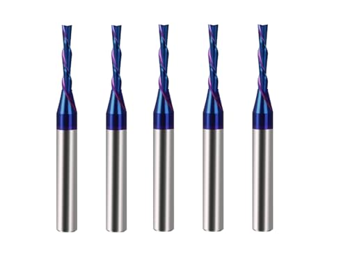 Ruhi D2110BC Spiralfräser-Bit-Set, 6,3 mm Schaft, 0,3 cm Schnittdurchmesser, Vollhartmetall mit Nanoblauer Beschichtung, CNC-Fräser-Bits, Schaftfräser für Holzschnittschnitzerei, 5 Stück Ruhi D2110BC Spiralfräser-Bit-Set, 6,3 mm Schaft, 0,3 cm Schnittdurchmesser, Vollhartmetall mit Nanoblauer Beschichtung, CNC-Fräser-Bits, Schaftfräser für Holzschnittschnitzerei, 5 Stück von RUHIWORKER FOR INDUSTRIAL USE ONLY