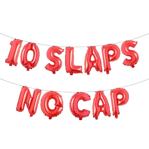 10 mehrfarbige Ballonbanner "Slaps" ohne Kappe, Partyzubehör zum 10. Geburtstag, Ideen, Geschenke und Dekorationen (10 Klappen ohne Kappe, rot) von RUIANSI