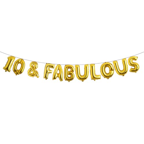 10 & fabelhafte Ballonbanner, mehrfarbige Buchstaben-Party-Dekorationen für den 10. Geburtstag, Partyzubehör (10 & fabelhaftes Gold) von RUIANSI