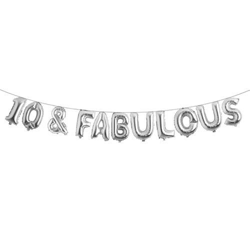 10 & fabelhafte Ballonbanner, mehrfarbige Buchstaben-Party-Dekorationen für den 10. Geburtstag (10 & fabelhaftes Silber) von RUIANSI