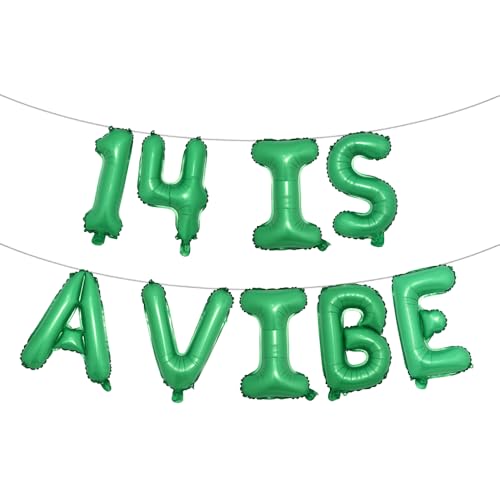 14 ist ein mehrfarbiges Glitzer-Ballon-Banner – Partyzubehör, Ideen, Geschenke und Dekorationen (14 ist ein Vibe-Grün) von RUIANSI