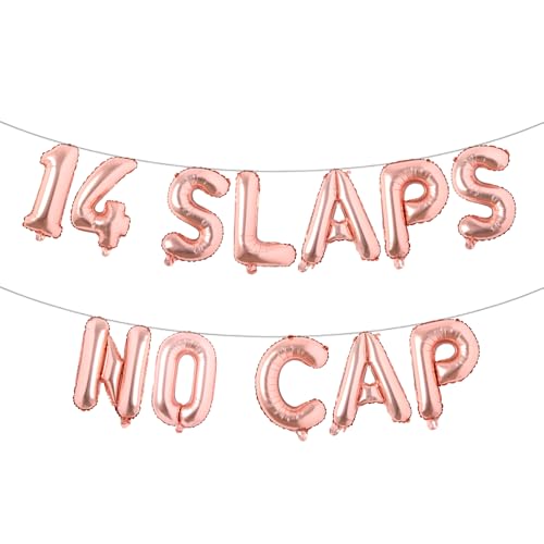 14 mehrfarbige Ballon-Banner "Slaps" ohne Kappe, Partyzubehör zum 14. Geburtstag, Ideen, Geschenke und Dekorationen (14 Klappen ohne Kappe, Roségold) von RUIANSI