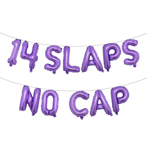 14 mehrfarbige Ballon-Banner ohne Kappe, Partyzubehör zum 14. Geburtstag, Ideen, Geschenke und Dekorationen (14 Klappen ohne Kappe) Violett von RUIANSI