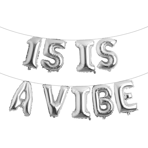 15 ist ein Vibe-Ballon-Banner, lustiges Banner zum 15. Geburtstag, Dekoration für Jungen, Mädchen, Teenager, 15 Jahre, Happy 15th Birthday, Party-Zubehör, Geschenkideen (15 IS A VIBE Silber) von RUIANSI