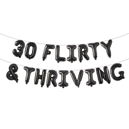 30 Flirty And Thriving Balloons Thirty Flirty And Thriving Decorations For Her 30 Balloons For Women Dirty Happy 30th Birthday Decorations Banners (30 FLIRTY & THRIVING Black) von RUIANSI
