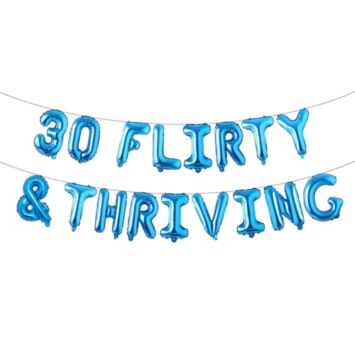 30 Flirty And Thriving Balloons Thirty Flirty And Thriving Decorations For Her 30 Balloons For Women Dirty Happy 30th Birthday Decorations Banners (30 FLIRTY & THRIVING Blue) von RUIANSI