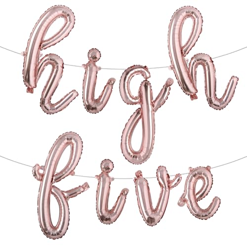 Ballon-Banner mit Aufschrift "High Five" für Babys, Jungen, Mädchen, Happy 5th Birthday, Partyzubehör, mehrfarbig, Party-Dekoration, Schild, Foto-Requisite (L x H 5, Roségold) von RUIANSI