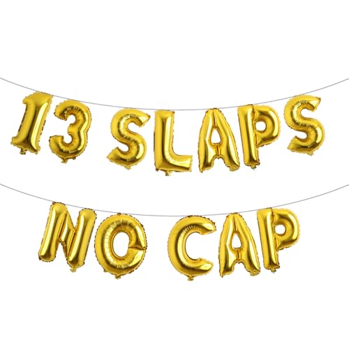 Ballonbanner mit 13 Slaps ohne Kappe, mehrfarbig, Partyzubehör zum 13. Geburtstag, Ideen, Geschenke und Dekorationen (13 Klappen ohne Kappe) Gold von RUIANSI