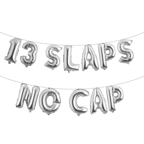 Ballonbanner mit 13 Slaps ohne Kappe, mehrfarbig, Partyzubehör zum 13. Geburtstag, Ideen, Geschenke und Dekorationen (13 Klappen ohne Kappe, Silber) von RUIANSI