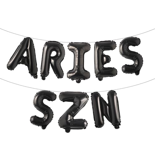 Buchstabenballons – Aries SZN 40,6 cm, Alphabet-Buchstaben, Folienballon aus Mylar-Folie, März oder April, Geburtstagsparty, Ballonbanner (Aries SZN, Schwarz) von RUIANSI
