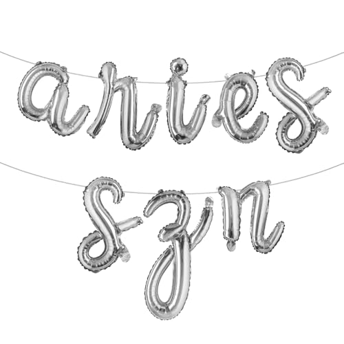 Buchstabenballons – Aries SZN 40,6 cm Alphabet-Buchstaben, Folienballon aus Mylar-Folie, März oder April, Geburtstagsparty, Ballonbanner (L Aries, SZN, Silber) von RUIANSI