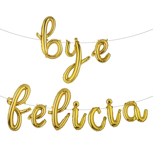 Bye Felicia Dekorationen für Abschied, Abschied, Abschied, Abschied, Abschiedsparty - We Will Miss You Bon Voyage Going Away Luftballons Banner (L BYE FELICIA Gold) von RUIANSI