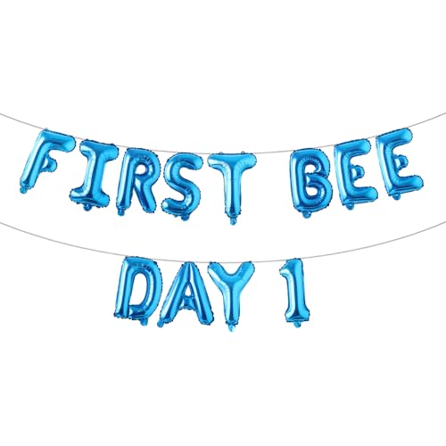 First Bee Day Dekoration Happy 1st Bee Day Ballon So Sweet to Bee One Hintergrund Fun to Bee One First Birthday Dekoration (First Bee Day 1 Blau) von RUIANSI