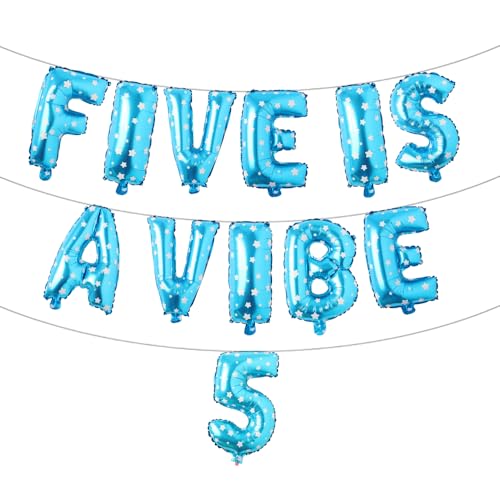 Five is a Vibe 5. Geburtstag Dekorationen Groovy Folienballons für 60er 70er Jahre Retro Hippie Party Supplies Groovy Party Favors (Five is a Vibe 5 Blue Star) von RUIANSI