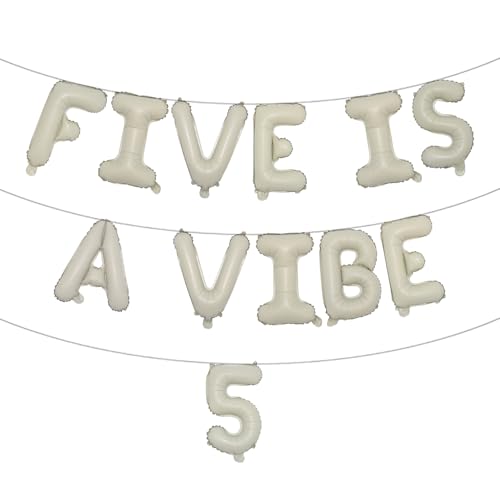Five is a Vibe 5. Geburtstag Dekorationen Groovy Folienballons für 60er 70er Jahre Retro Hippie Party Supplies Groovy Party Favors (Five is a Vibe 5 Cream) von RUIANSI