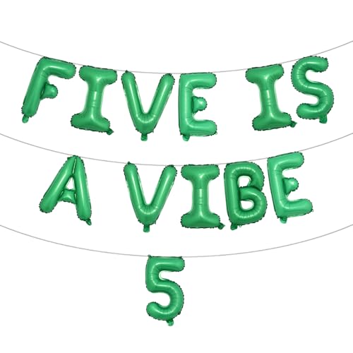 Five is a Vibe 5. Geburtstag Dekorationen Groovy Folienballons für 60er 70er Jahre Retro Hippie Party Supplies Groovy Party Favors (Five is a Vibe 5 Grün) von RUIANSI
