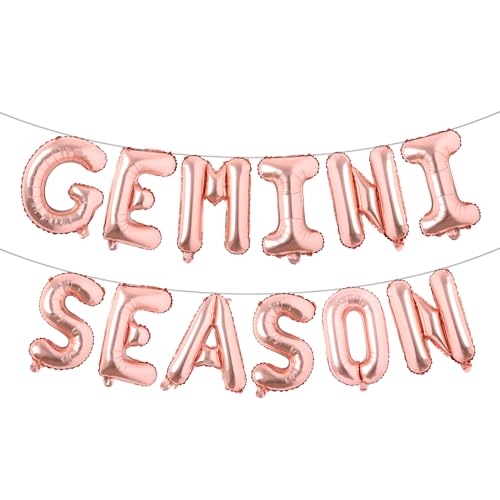 Gemini Season Banner, Happy Birthday Zwillings-Wimpelkette, 12 Sternzeichen, Thema, Geburtstagsparty, Dekoration, Zubehör, mehrfarbig (Gemini Season, Roségold) von RUIANSI