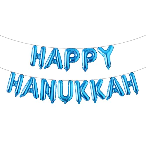 Happy Chanukkah-Banner, Chanukkah-Party-Dekoration, Chanukah-Festivalgirlande, Partyzubehör für Kaminsims, Happy Chanukah, 40,6 cm, mehrfarbige Buchstabenballons (Happy Chanukkah) Blau von RUIANSI