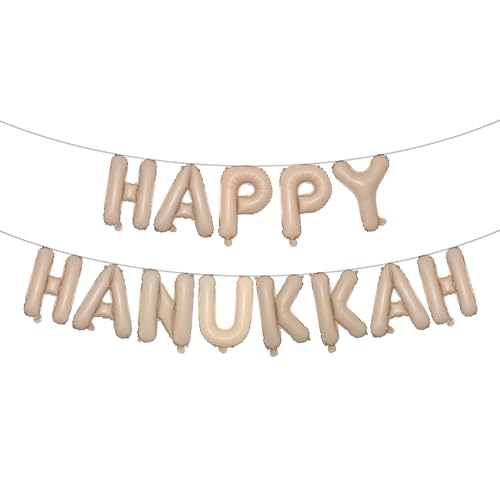 Happy Chanukkah-Banner, Chanukkah-Party-Dekoration, Chanukah-Festivalgirlande, Partyzubehör für Kaminsims, Happy Chanukah, 40,6 cm, mehrfarbige Buchstabenballons (Happy Chanukkah Karamell) von RUIANSI