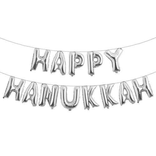Happy Chanukkah Banner Chanukkah Party Dekorationen Chanukah Festival Girlande Partyzubehör für Kaminsims, Happy Chanukah 40,6 cm mehrfarbige Buchstabenballons (Happy Chanukkah) von RUIANSI