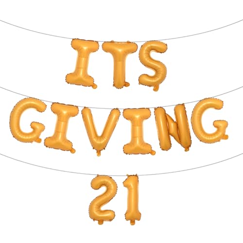 It's Give 21 Ballon-Banner zum 21. Geburtstag, Party-Luftballons, Dekoration für 21. Geburtstag, Partyzubehör (ITS GIVING 21 Orange) von RUIANSI