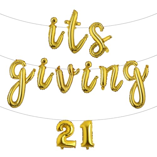 It's Give 21 Ballonbanner 21. Geburtstag Party Ballons 21. Geburtstag Dekoration Buchstaben Party Supplies (L ITS GIVING 21 Gold) von RUIANSI
