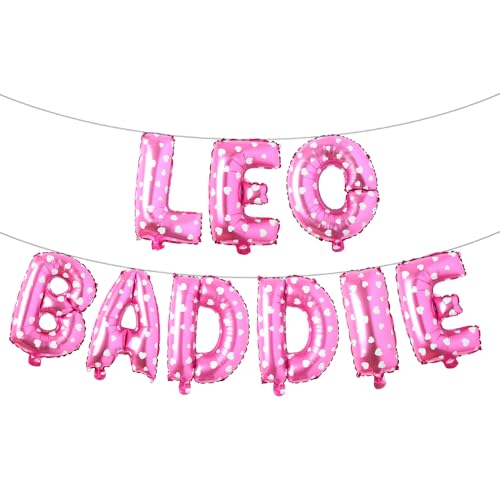 Leo Baddie Ballon-Banner, große Löwe, Energie-/Löwe-Saison-Schild, 12 Sternzeichen, Löwe, Geburtstagsparty-Dekorationen für Jungen und Mädchen, mehrfarbig (Leo Baddie rosa Herz) von RUIANSI