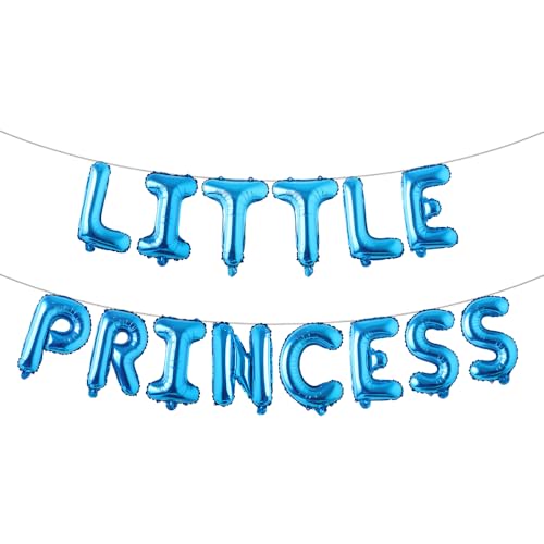 Little Princess Babyparty-Dekoration – Willkommens-Prinzessinnen-Ballon-Banner, Geschlechtsoffenbarung & Mädchengeburtstagsparty-Zubehör für Geburtstag & Kinderparty (Kleine Prinzessin, Blau) von RUIANSI