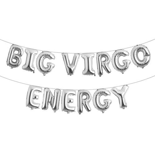 Luftballon-Banner "Big Virgo", August-September, Geburtstagsbanner mit 12 Sternzeichen, Geburtstagsparty, Dekoration, Zubehör, mehrfarbig (Big Virgo Energy, Silber) von RUIANSI