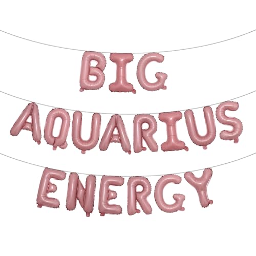 Luftballon-Banner mit großem Wassermann, für Geburtstagspartys, 40,6 cm große Buchstaben, 21. Geburtstag, 30. Geburtstag, groß, aquarische Energie, Rosa von RUIANSI