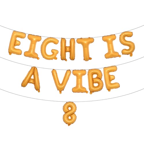 Luftballon-Set zum 8. Geburtstag, 40,6 cm, mehrfarbige Buchstabenballons, 8 Dekorationen, lustige Hippie-Ballons zum 8. Geburtstag, 8 Stück, Orange von RUIANSI